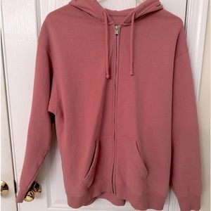 Hollister dusty pink oversized zip up hoodie size extra small